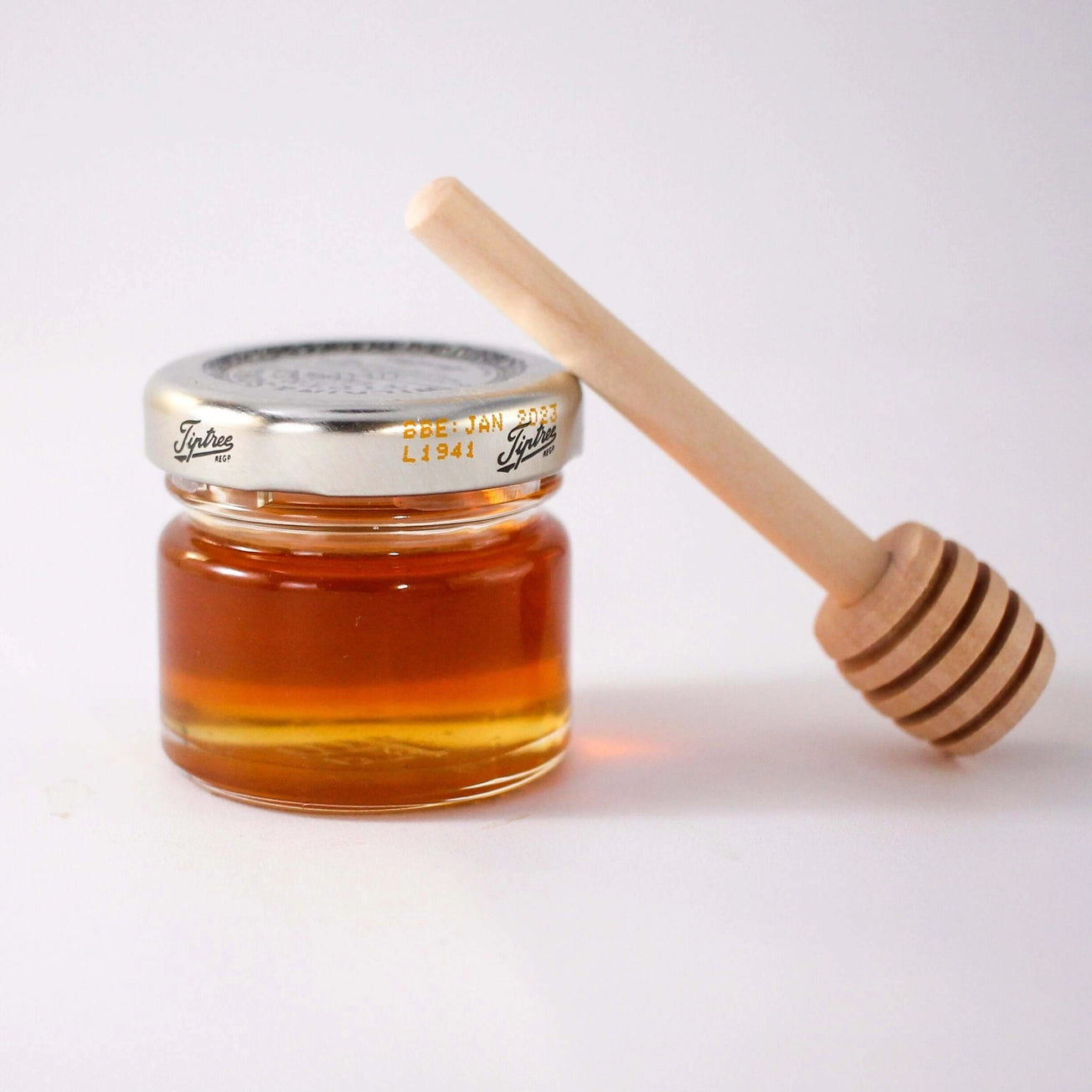 Raw Wildflower Honey and Wooden Dipper