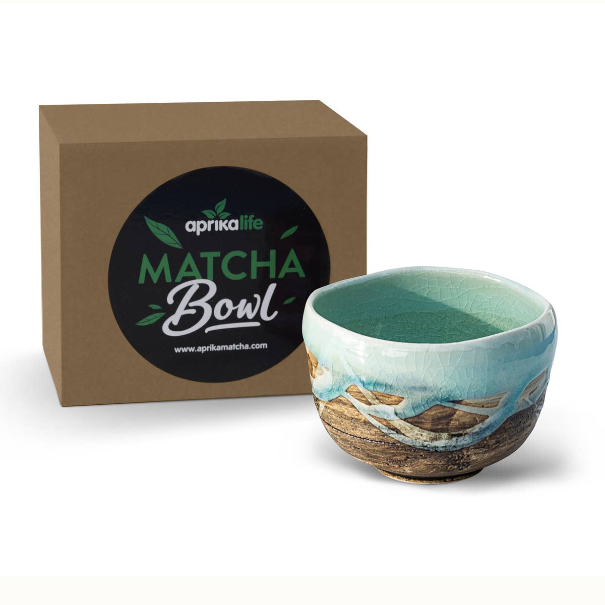 Japanese Blue & Tan Matcha Tea Bowl, Handmade with gift box