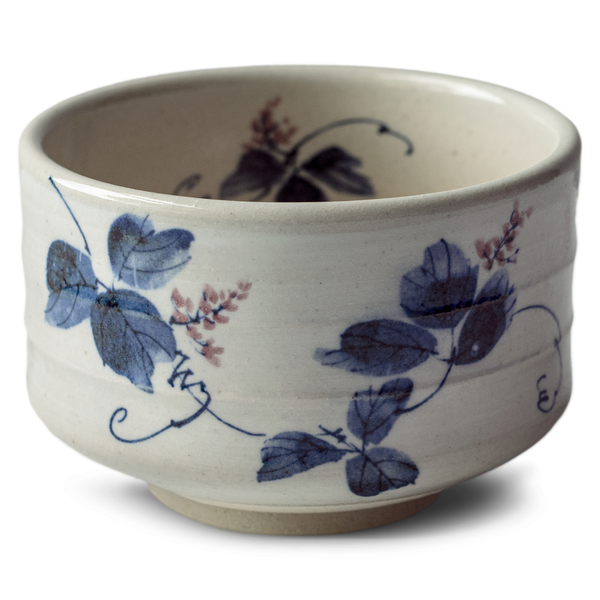 16 oz. Japanese handcrafted matcha bowl with blue flowers