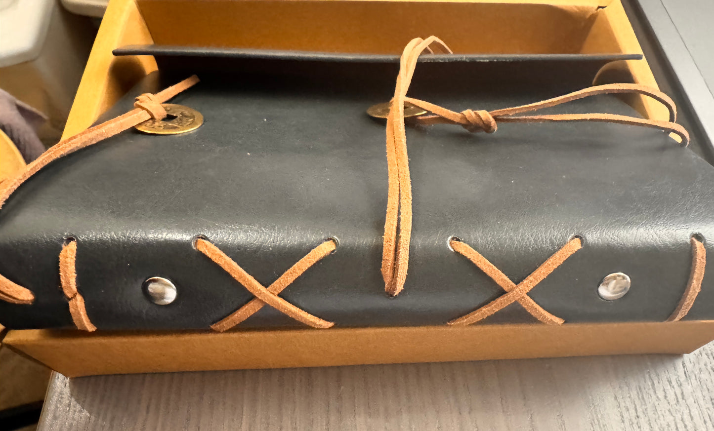 Asian Inspired Leatherette Journal - Dark Grey