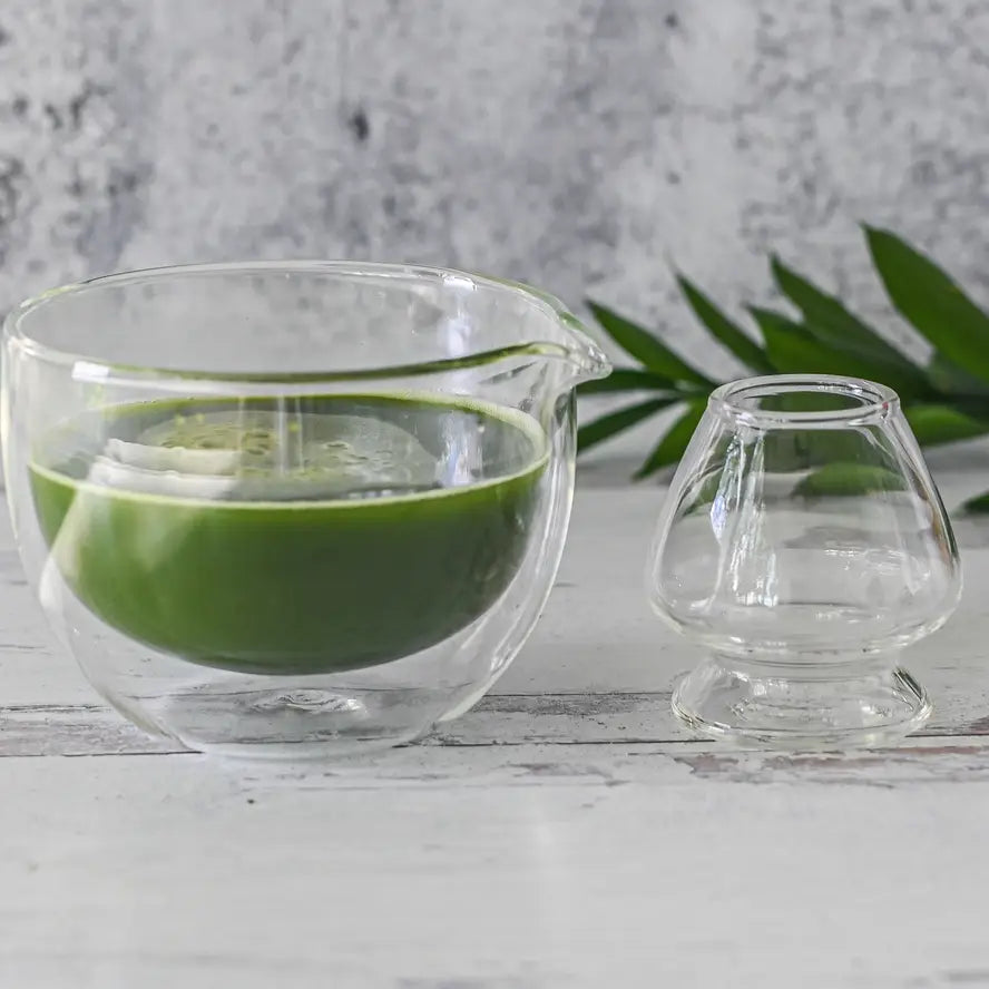 Glass Matcha Set (Double Sided Matcha Bowl, Whisk, and Whisk Holder)