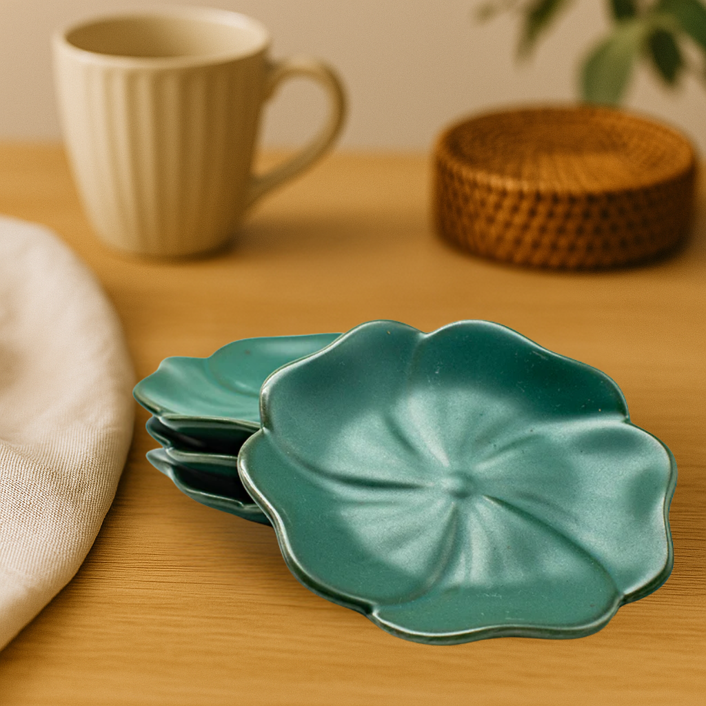 Ceramic Tea Bag Holders (4pc Set – Green)
