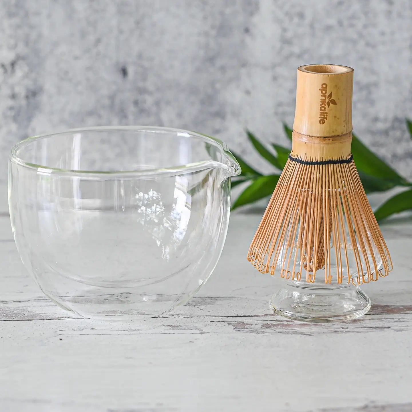 Glass Matcha Set (Double Sided Matcha Bowl, Whisk, and Whisk Holder)
