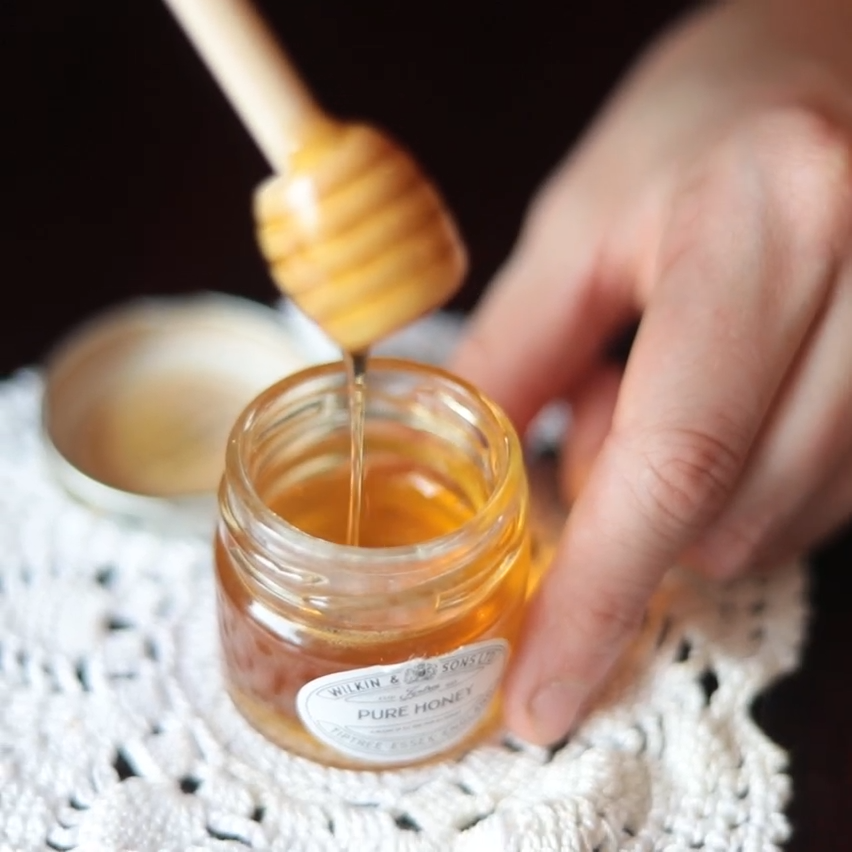 Raw Wildflower Honey and Wooden Dipper