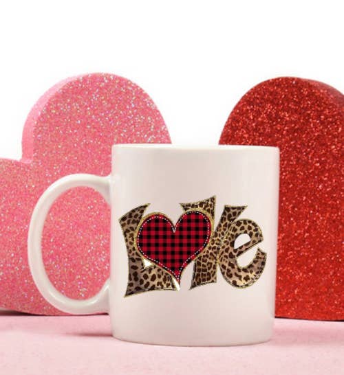 Love Cheetah & Plaid Heart - Tea or Coffee Mug