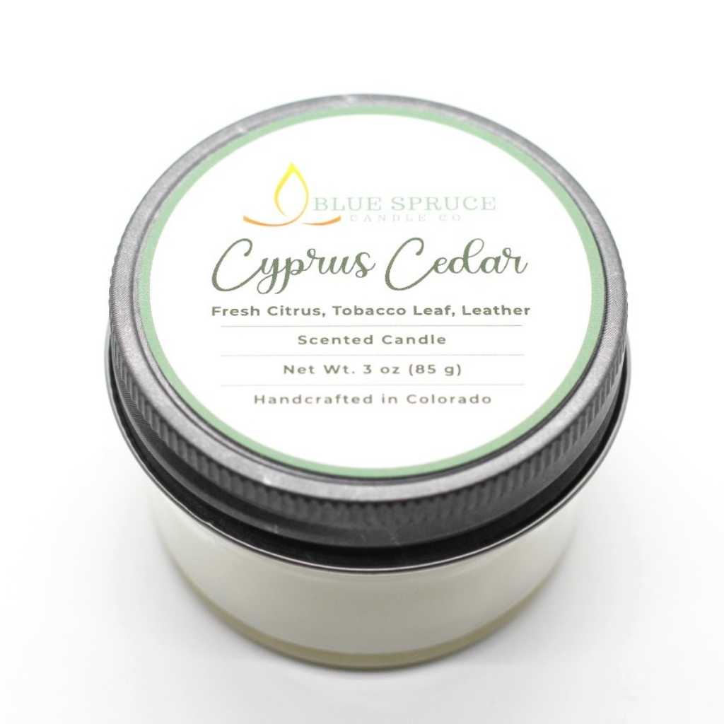 Blue Spruce Candle - Cypress Cedar Scent, 3 oz.