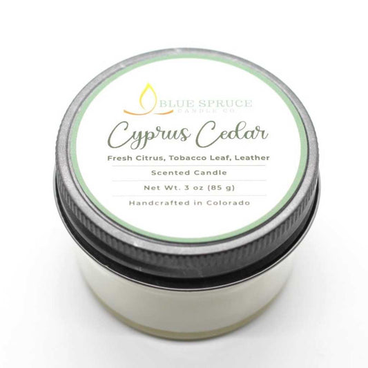 Blue Spruce Candle - Cypress Cedar Scent, 3 oz.