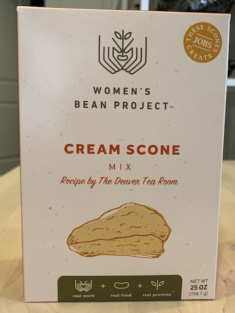 Try the Denver Tea Room's Cream Scone Mix packaged by Women's Bean Project.